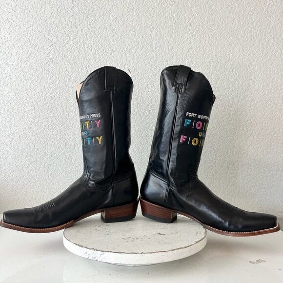 NEW Rod Patrick Mens Cowboy Boots 15.5AAAA Black Calf Leather Western Blunt Toe - Picture 7 of 13